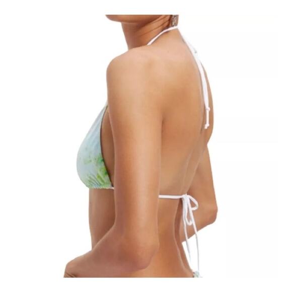 Good American Green Marble Triangle String Bikini Top Sz 3 Large Tie Back - Picture 3 of 8